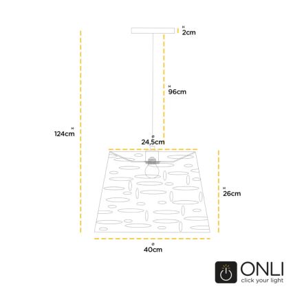 ONLI - Luster na lanku RICKY 1xE27/15W/230V pr. 40 cm biela