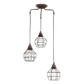 ONLI - Luster na lanku SPIDER 3xE27/15W/230V čierna/hnedá