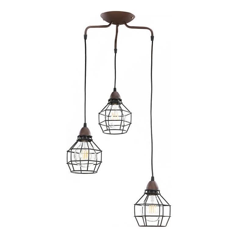 ONLI - Luster na lanku SPIDER 3xE27/15W/230V čierna/hnedá