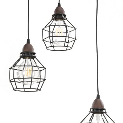 ONLI - Luster na lanku SPIDER 3xE27/15W/230V čierna/hnedá