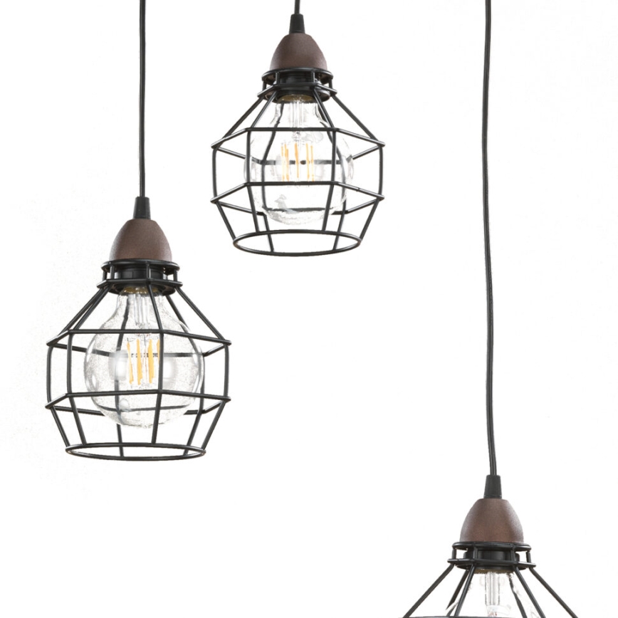 ONLI - Luster na lanku SPIDER 3xE27/15W/230V čierna/hnedá