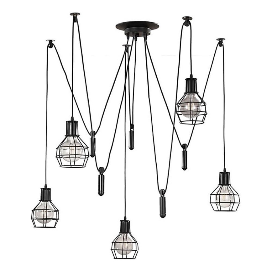 ONLI - Luster na lanku SPIDER 5xE27/15W/230V pavúk čierna