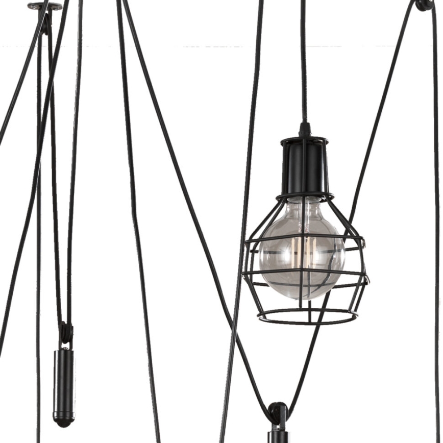 ONLI - Luster na lanku SPIDER 5xE27/15W/230V pavúk čierna