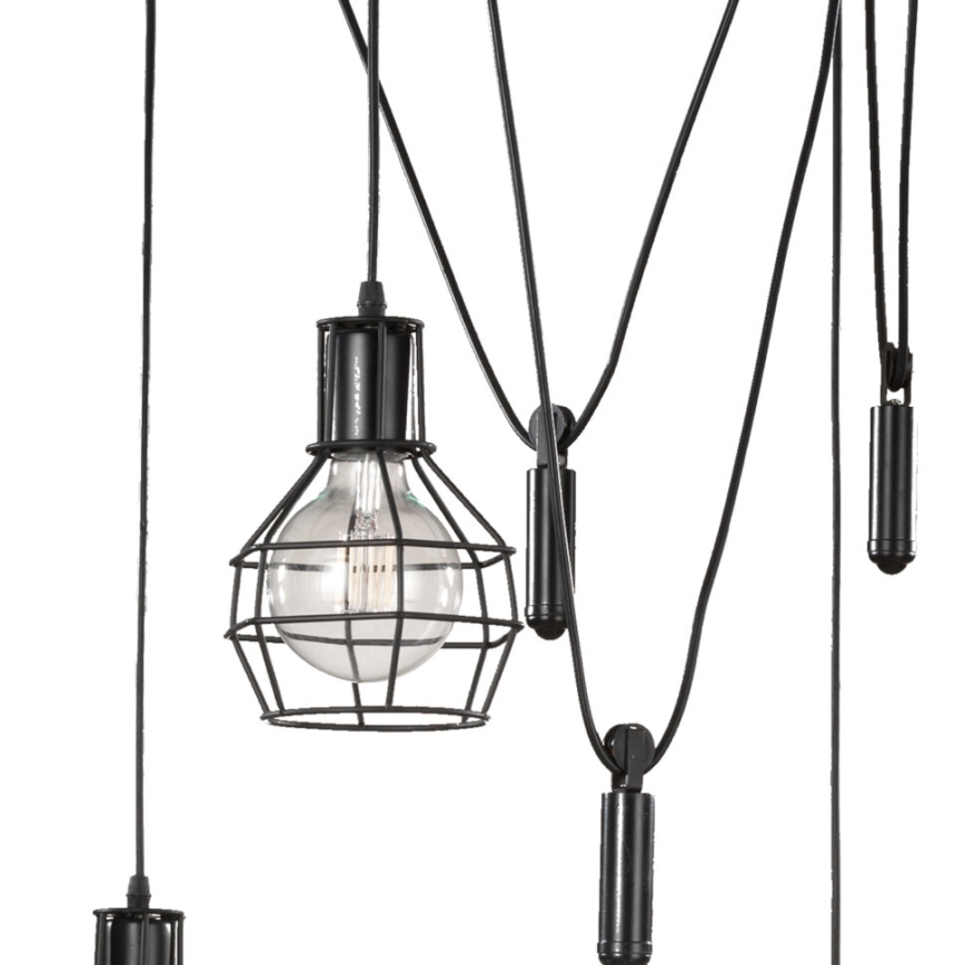 ONLI - Luster na lanku SPIDER 5xE27/15W/230V pavúk čierna