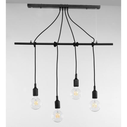 ONLI - Luster na lanku WIRE 4xE27/15W/230V čierna