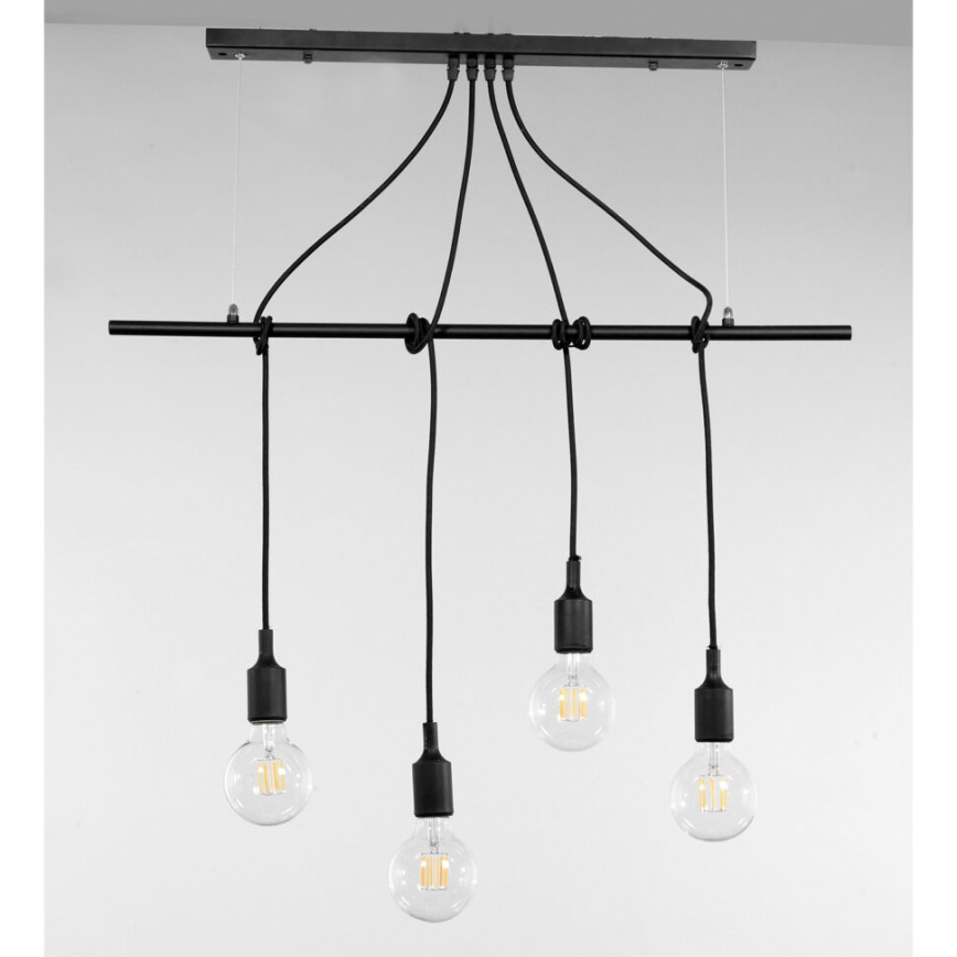 ONLI - Luster na lanku WIRE 4xE27/15W/230V čierna