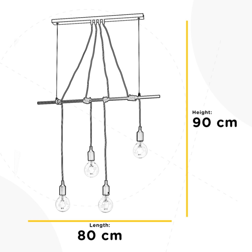 ONLI - Luster na lanku WIRE 4xE27/15W/230V čierna