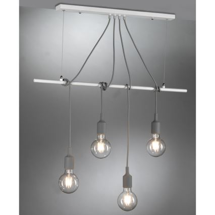 ONLI - Luster na lanku WIRE 4xE27/15W/230V šedá/biela