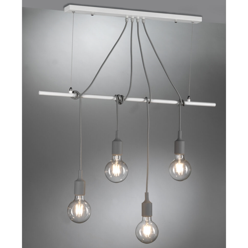 ONLI - Luster na lanku WIRE 4xE27/15W/230V šedá/biela