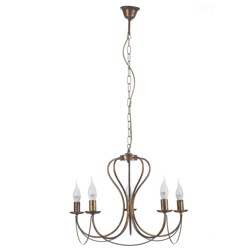 ONLI - Luster na reťazi CANDELA 5xE14/6W/230V bronzová