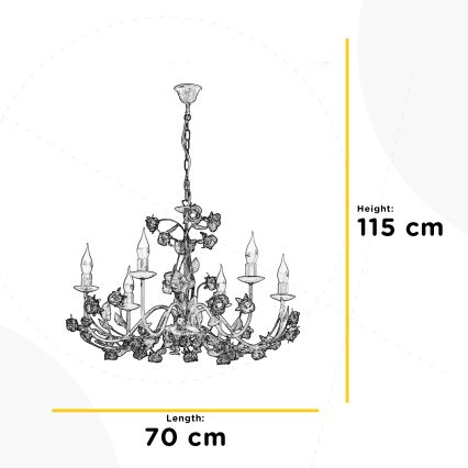 ONLI - Luster na reťazi CAROLINA 6xE14/6W/230V bronzový