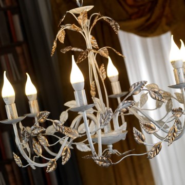 ONLI - Luster na reťazi COLLANA 6xE14/6W/230V biela/zlatá