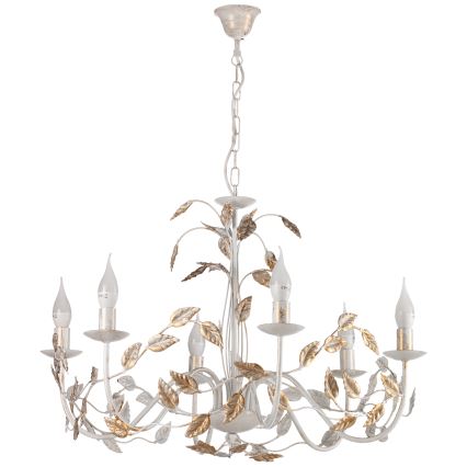 ONLI - Luster na reťazi COLLANA 6xE14/6W/230V biela/zlatá