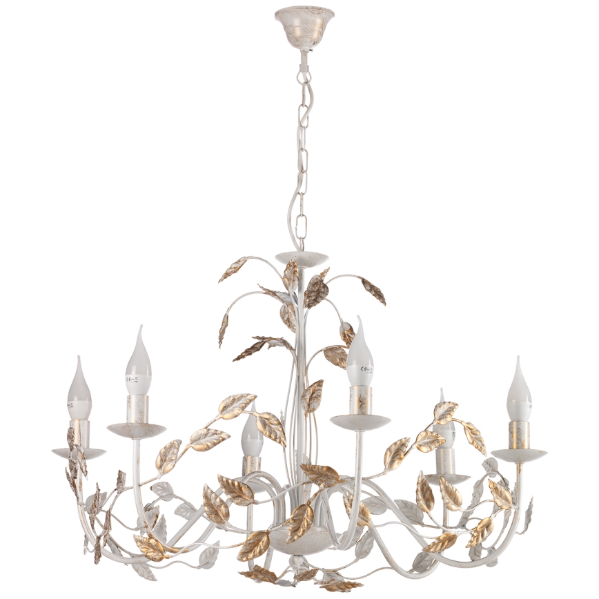 ONLI - Luster na reťazi COLLANA 6xE14/6W/230V biela/zlatá