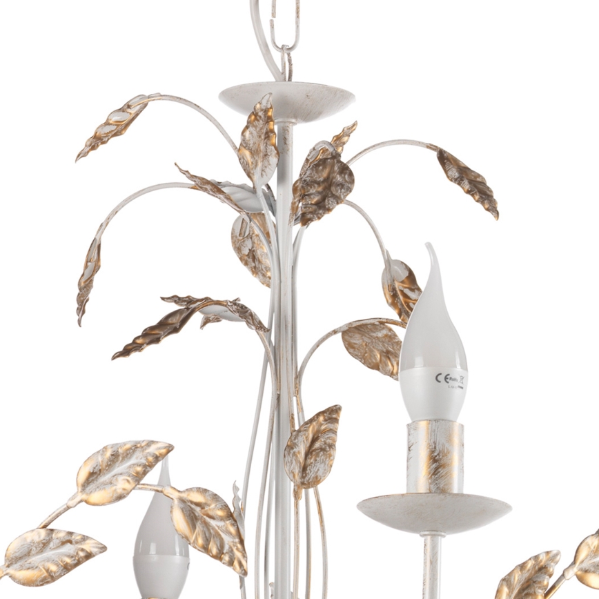 ONLI - Luster na reťazi COLLANA 6xE14/6W/230V biela/zlatá