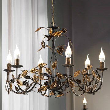 ONLI - Luster na reťazi COLLANA 6xE14/6W/230V bronzová/zlatá