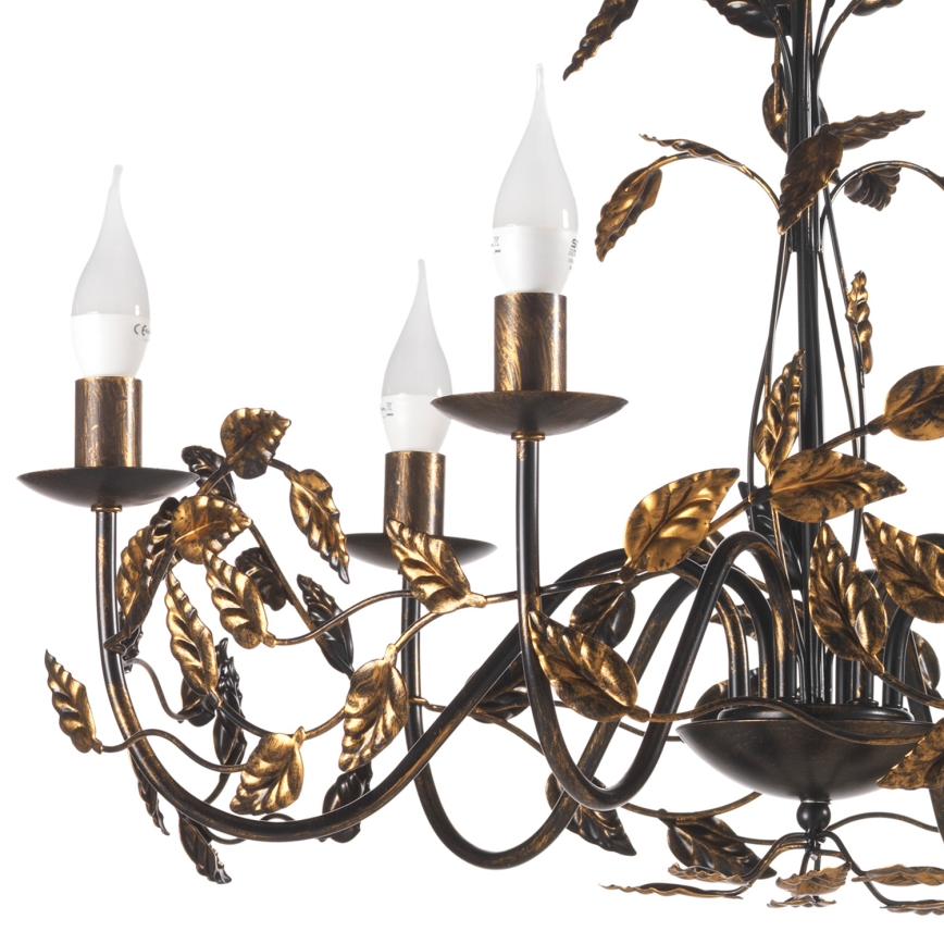 ONLI - Luster na reťazi COLLANA 6xE14/6W/230V bronzová/zlatá