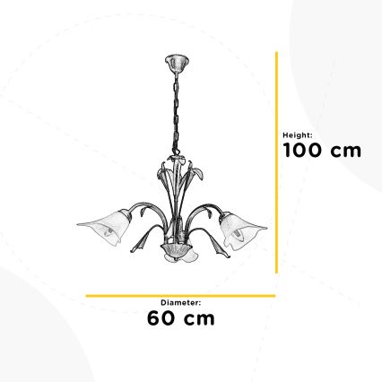 ONLI - Luster na reťazi LUCREZIA 3xE14/6W/230V bronzová