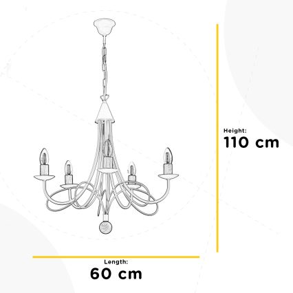 ONLI - Luster na reťazi MILVIA 5xE14/6W/230V bronzový