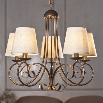 ONLI - Luster na reťazi POMPEI 5xE14/6W/230V bronzová