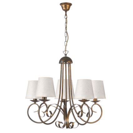 ONLI - Luster na reťazi POMPEI 5xE14/6W/230V bronzová