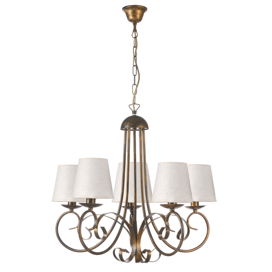 ONLI - Luster na reťazi POMPEI 5xE14/6W/230V bronzová
