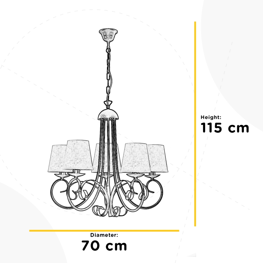 ONLI - Luster na reťazi POMPEI 5xE14/6W/230V bronzová
