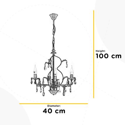 ONLI - Luster na reťazi TERESA 3xE14/6W/230V bronzová