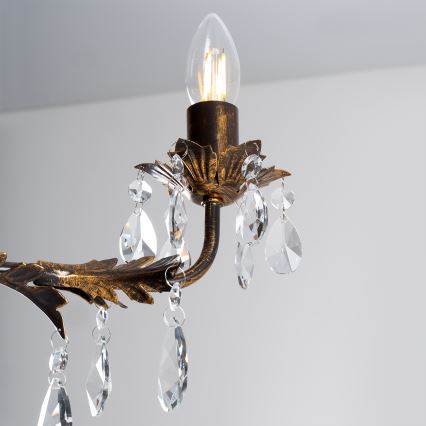 ONLI - Luster na reťazi TERESA 5xE14/6W/230V bronzová