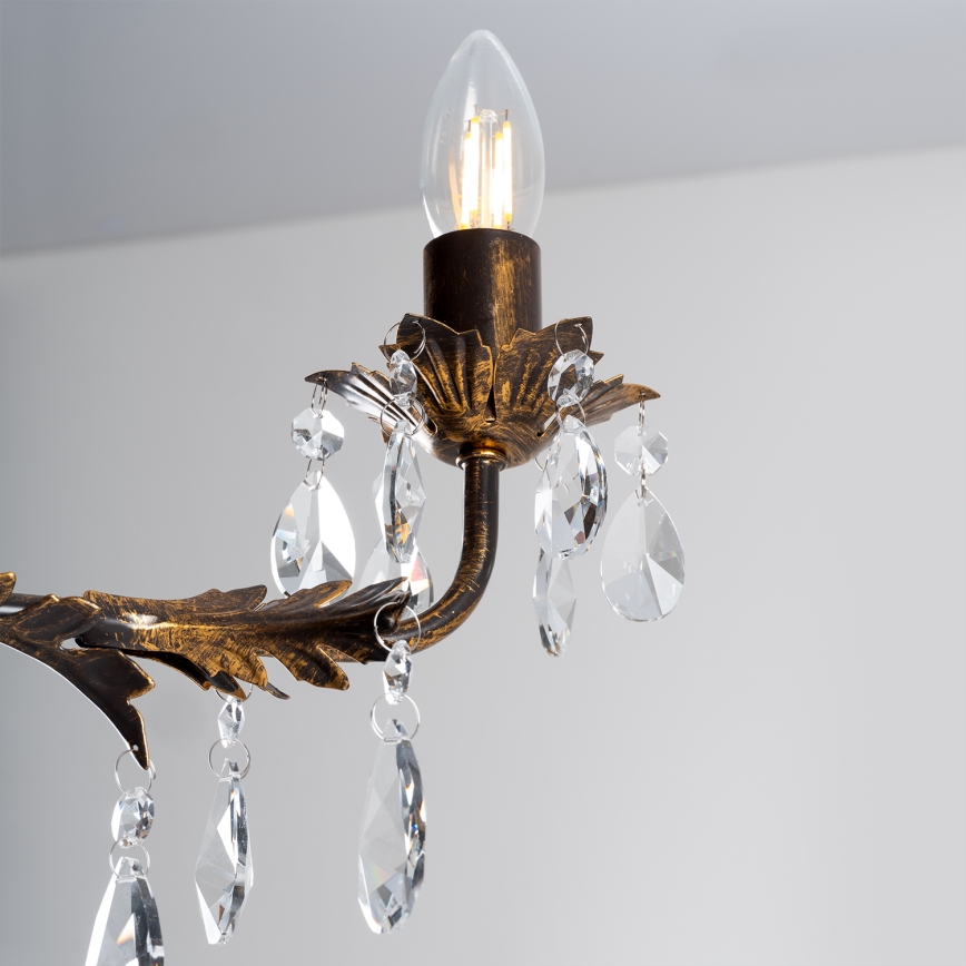 ONLI - Luster na reťazi TERESA 5xE14/6W/230V bronzová