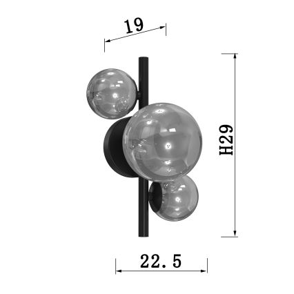 ONLI - Nástenné svietidlo PALOMA 3xG9/10W/230V čierna/dymová
