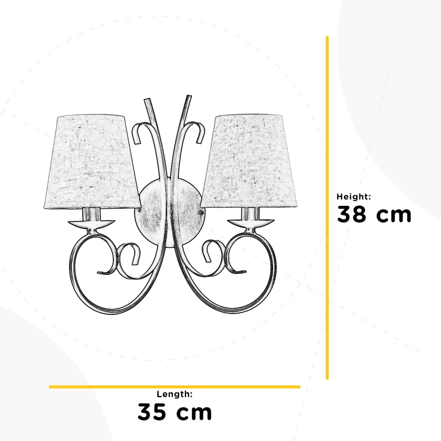 ONLI - Nástenné svietidlo POMPEI 2xE14/6W/230V bronzová