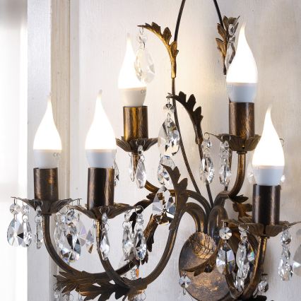 ONLI - Nástenné svietidlo TERESA 5xE14/6W/230V bronzová