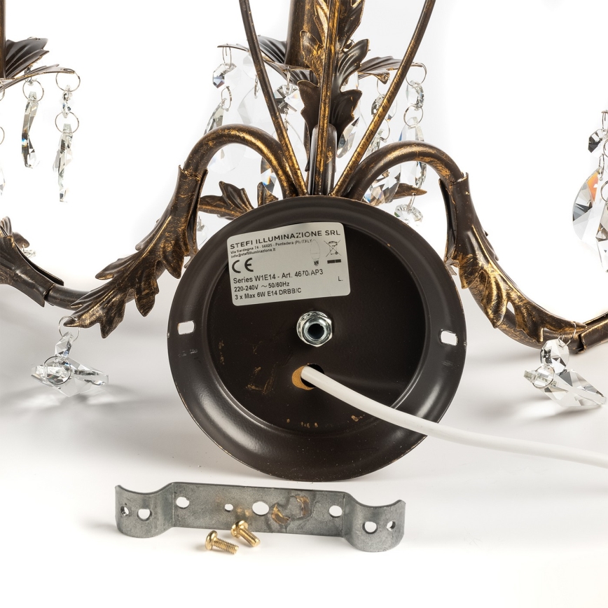 ONLI - Nástenné svietidlo TERESA 5xE14/6W/230V bronzová