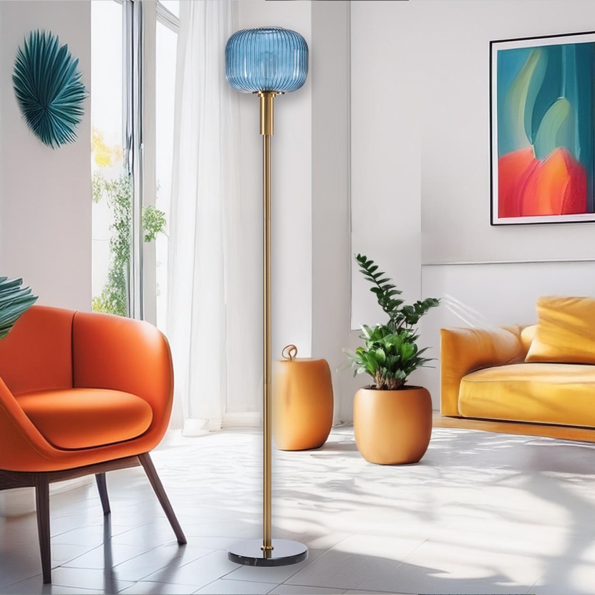 ONLI - Stojacia lampa DOROTY 1xE27/22W/230V modrá/zlatá