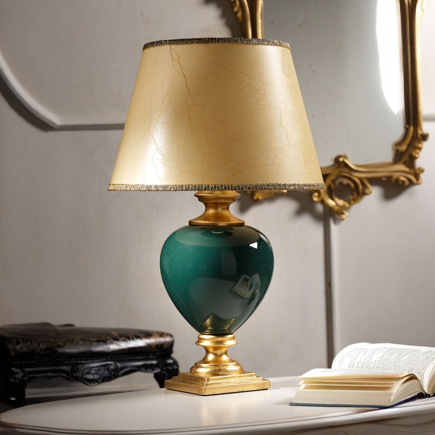 ONLI - Stolná lampa AMADEUS 1xE27/15W/230V 72 cm zelená/zlatá