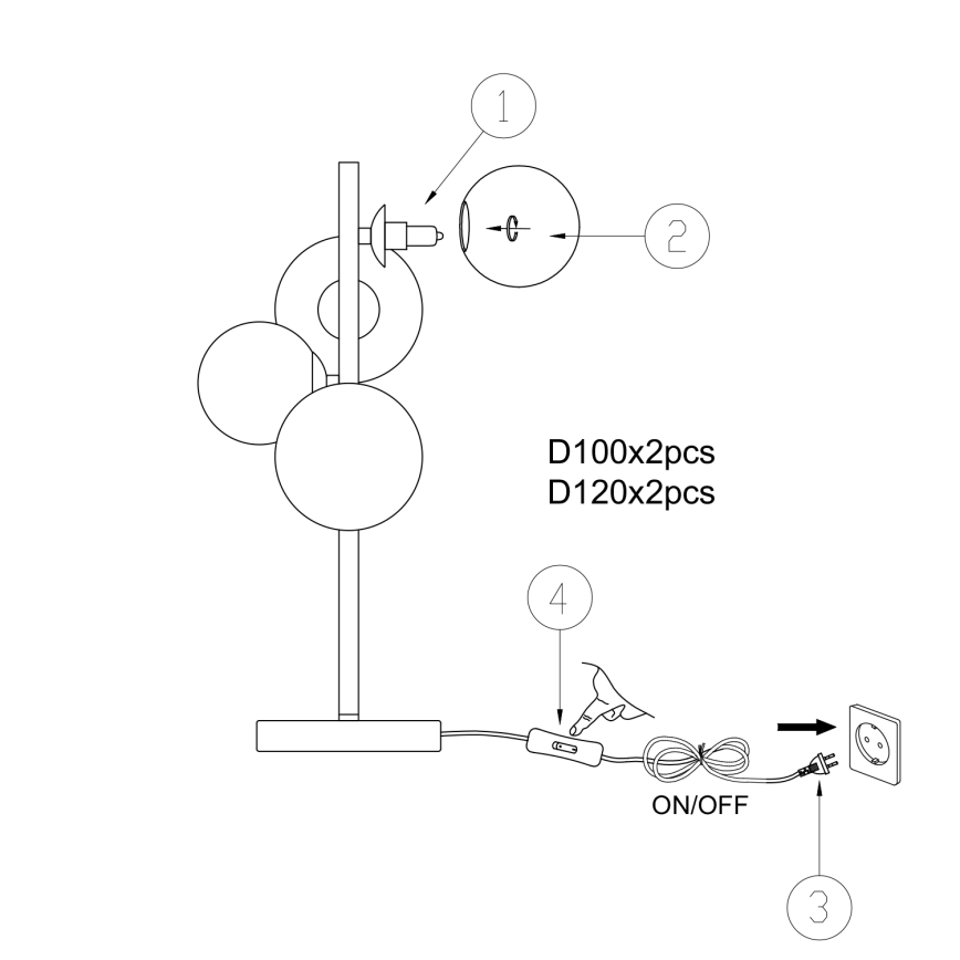 ONLI - Stolná lampa PALOMA 4xG9/10W/230V 48 cm zlatá