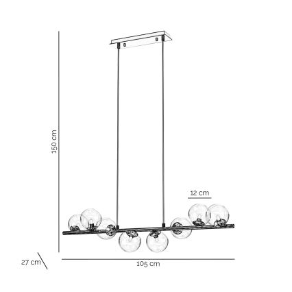 ONLI - Závesný luster na lankách KIMBERLY 8xG9/6W/230V lesklý chróm