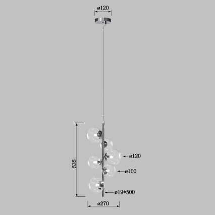 ONLI - Závesný luster na lanku KIMBERLY 6xG9/6W/230V lesklý chróm