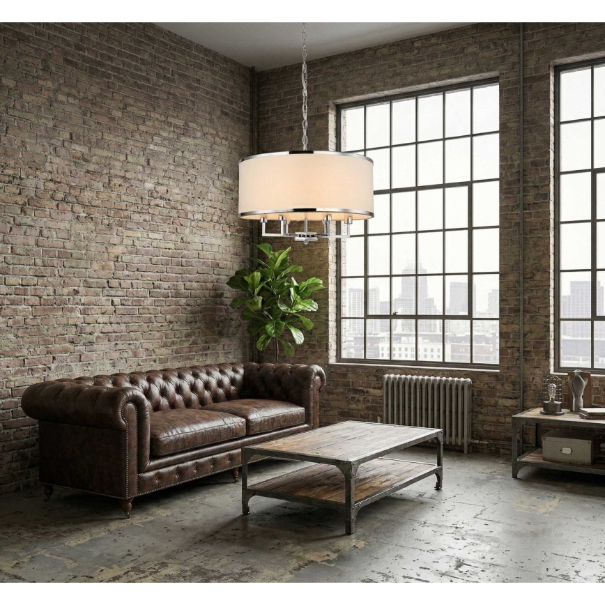 Open Design OR80209 - Závesný luster na reťazi CASA 3xE14/12W/230V krémový/lesklý chróm