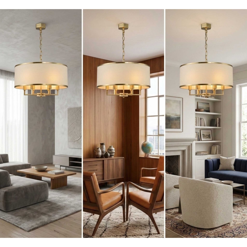 Open Design OR80230 - Luster na reťazi CASA 6xE14/15W/230V krémová/mosadz