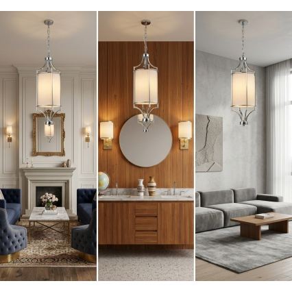 Open Design OR80551 - Luster na reťazi LUNGA 1xE27/15W/230V lesklý chróm/biela