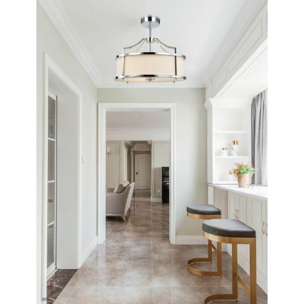 Open Design OR80872 - Elegantný luster na tyči STANZA, 4x E27, 15W/230V, priemer 55 cm, lesklý chróm/biela