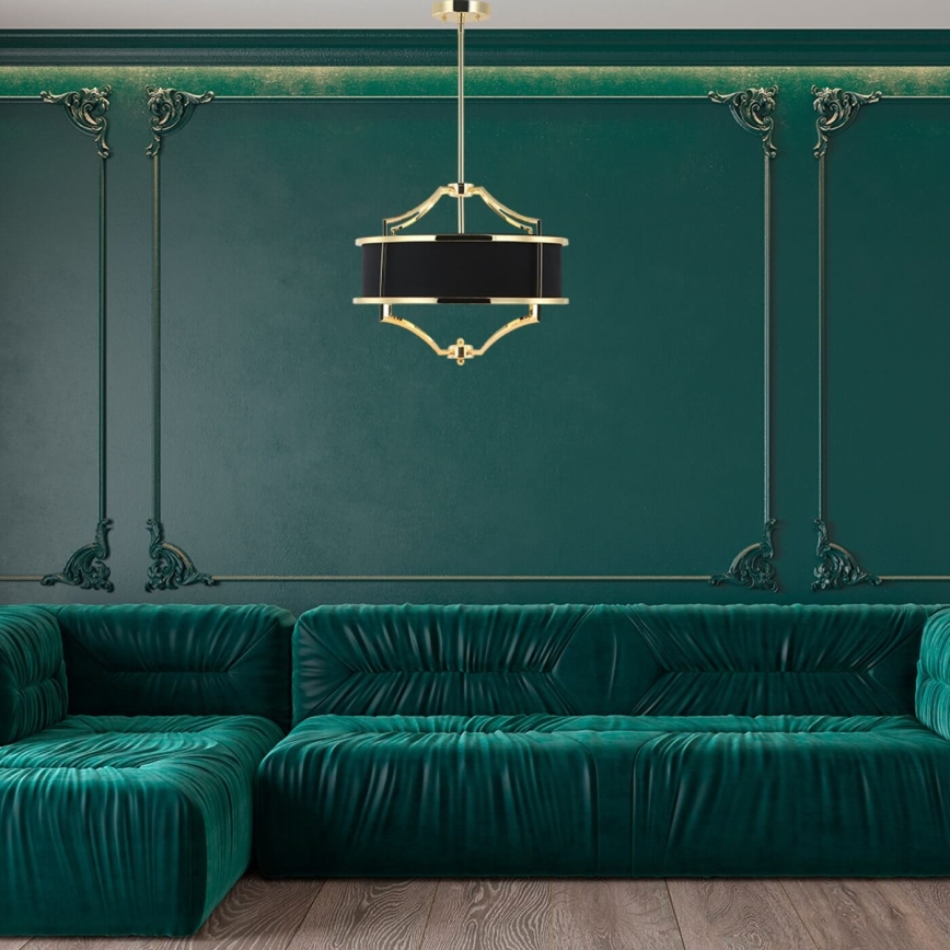 Open Design OR84153 - Luster na tyči STESSO 4xE27/15W/230V pr. 42 cm zlatá/čierna