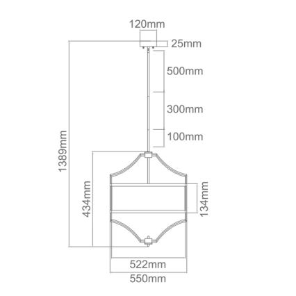 Open Design OR84160 - Luster na tyči STESSO 4xE27/15W/230V pr. 55 cm zlatá/čierna