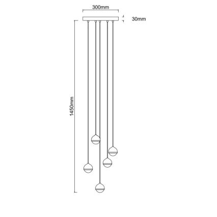 Open Design OR85518 - LED luster na lanku BOLICINA 5xLED/5W/230V zlatá/čierna