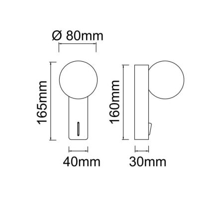 Open Design OR85556 - Kúpeľňové nástenné svietidlo BOLETTA 1xG9/8W/230V IP44 čierne