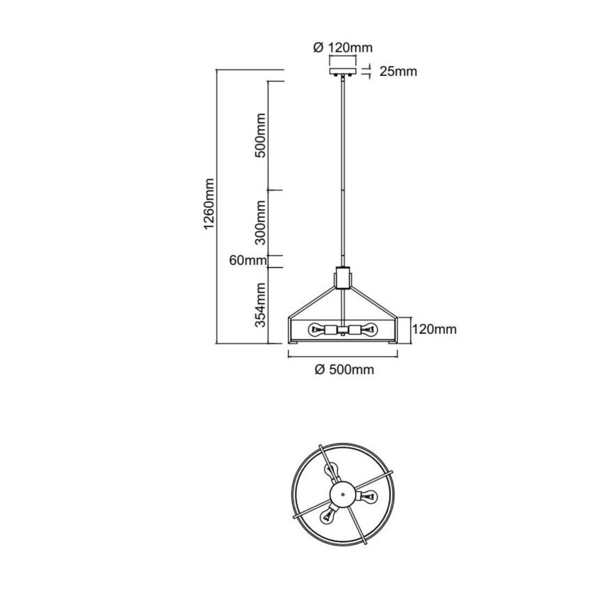 Open Design OR85648 - Luster na tyči DORETTO 4xE27/15W/230V pr. 50 cm hnedá/béžová