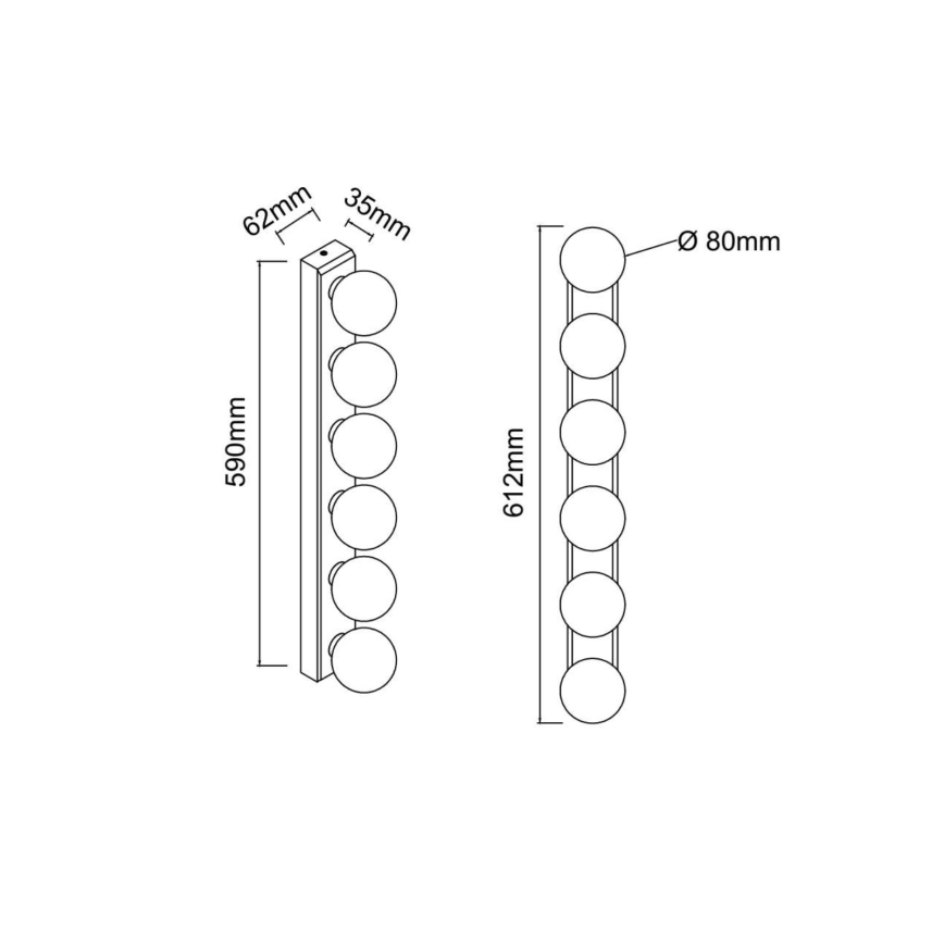 Open Design OR85693 - Kúpeľňové nástenné svietidlo MERINO 6xG9/8W/230V 61 cm IP44 lesklý chróm
