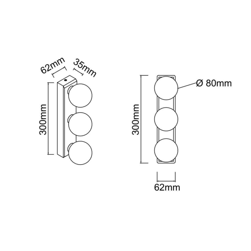Open Design OR85716 - Kúpeľňové nástenné svietidlo MERINO 3xG9/8W/230V 30 cm IP44 mosadz